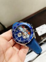 TAG Formula 1 Gulf Racing Special Edition Watch Blue Dial Blue Leather Strap Super Clone