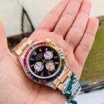 Daytona 116589RBOW YG Rainbow Crystal Best Edition Black Dial on RG Bracelet A4130