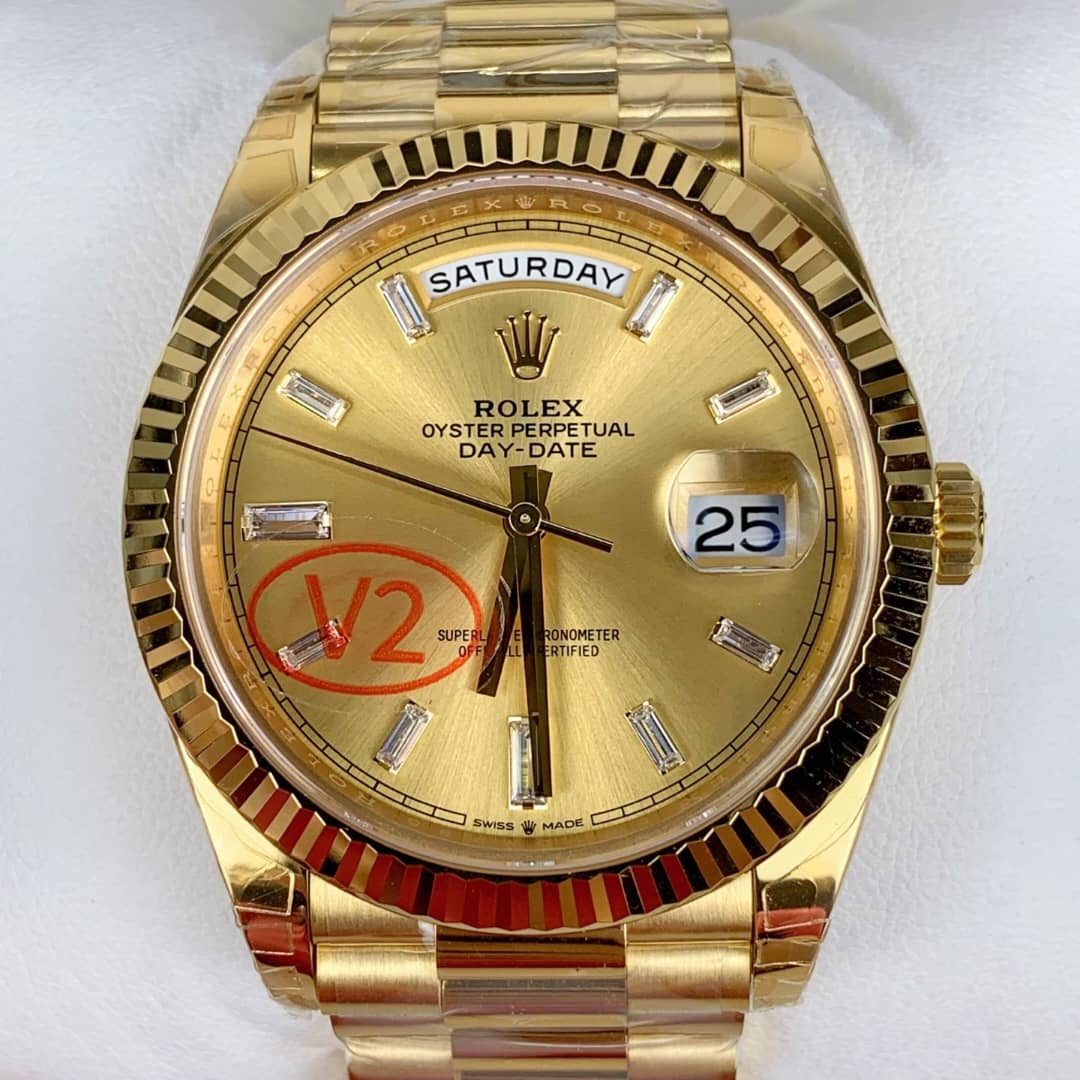 WhatsApp Image 2026-06-05 at 1.43.06 PM Yellow Gold Day-Date 40 Champagne Baguette Diamond Dial Model No.228238 - Image 1