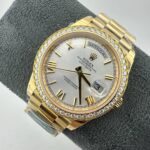 Yellow Gold Day-Date 40 Silver Roman Dial with Diamond Bezel Model No.228348RBR - Image 2