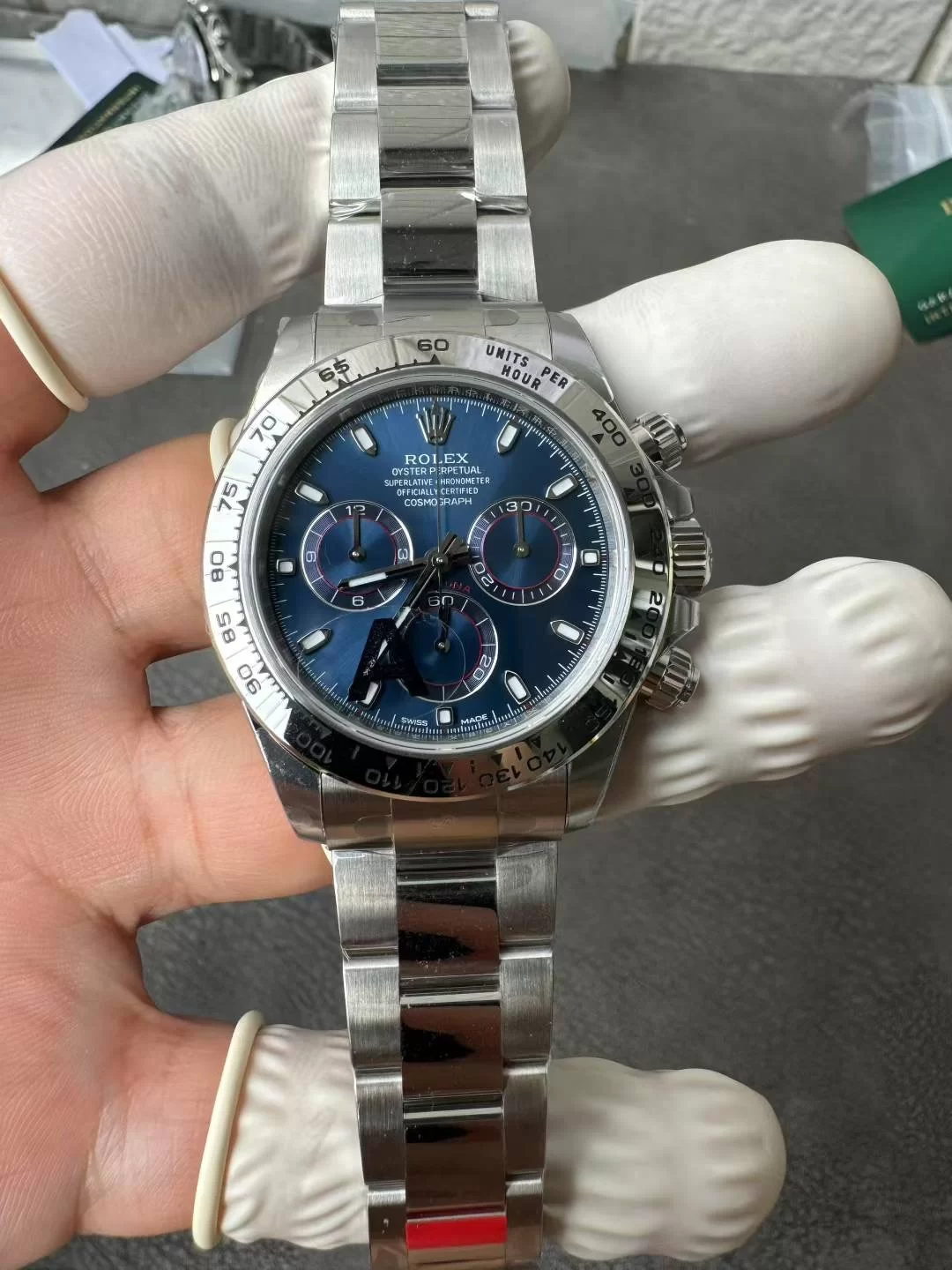i1753304936371_4773_0_8 Rolex Cosmograph Daytona White Gold Blue Dial 116509 1:1 Super Clone DD4130 Movement - Image 1