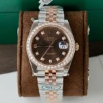 Rolex Datejust Men Chocolate Dial Bezel Diamonds Moissanite Clean Factory 41mm