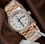Rolex Day-Date Meteorite Dial Custom Gold Wrapped Moissanite Diamonds Baguette 36mm - Image 3