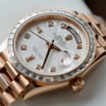 Rolex Day-Date Meteorite Dial Custom Gold Wrapped Moissanite Diamonds Baguette 36mm - Image 4