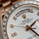 Rolex Day-Date Meteorite Dial Custom Gold Wrapped Moissanite Diamonds Baguette 36mm - Image 5