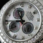 Rolex Daytona MOP Dial Number Pile Bezel Diamonds Moissanite Custom 40mm - Image 5
