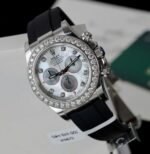 Rolex Daytona MOP Dial Number Pile Bezel Diamonds Moissanite Custom 40mm - Image 2